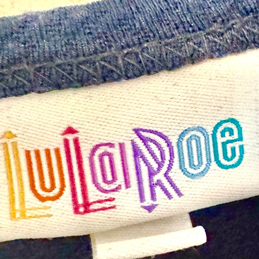 LuLaRoe Pleated A-Line Midi Dress Blue and Pink Casual - Picture 3 of 4